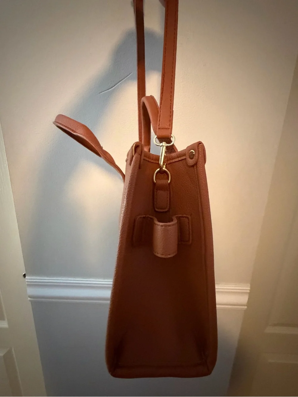 Marc Jacobs Small Brown Leather The Tote Bag with White Logo